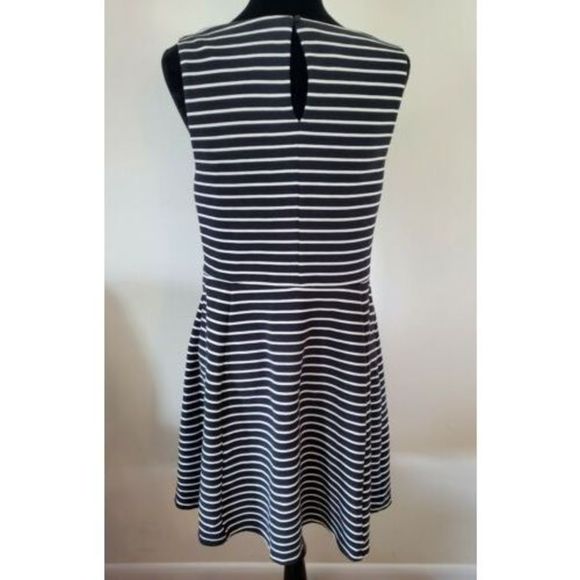 NWT International Concepts Black White Striped Sleeveless A Line Dress SZ L Larg - Picture 4 of 7